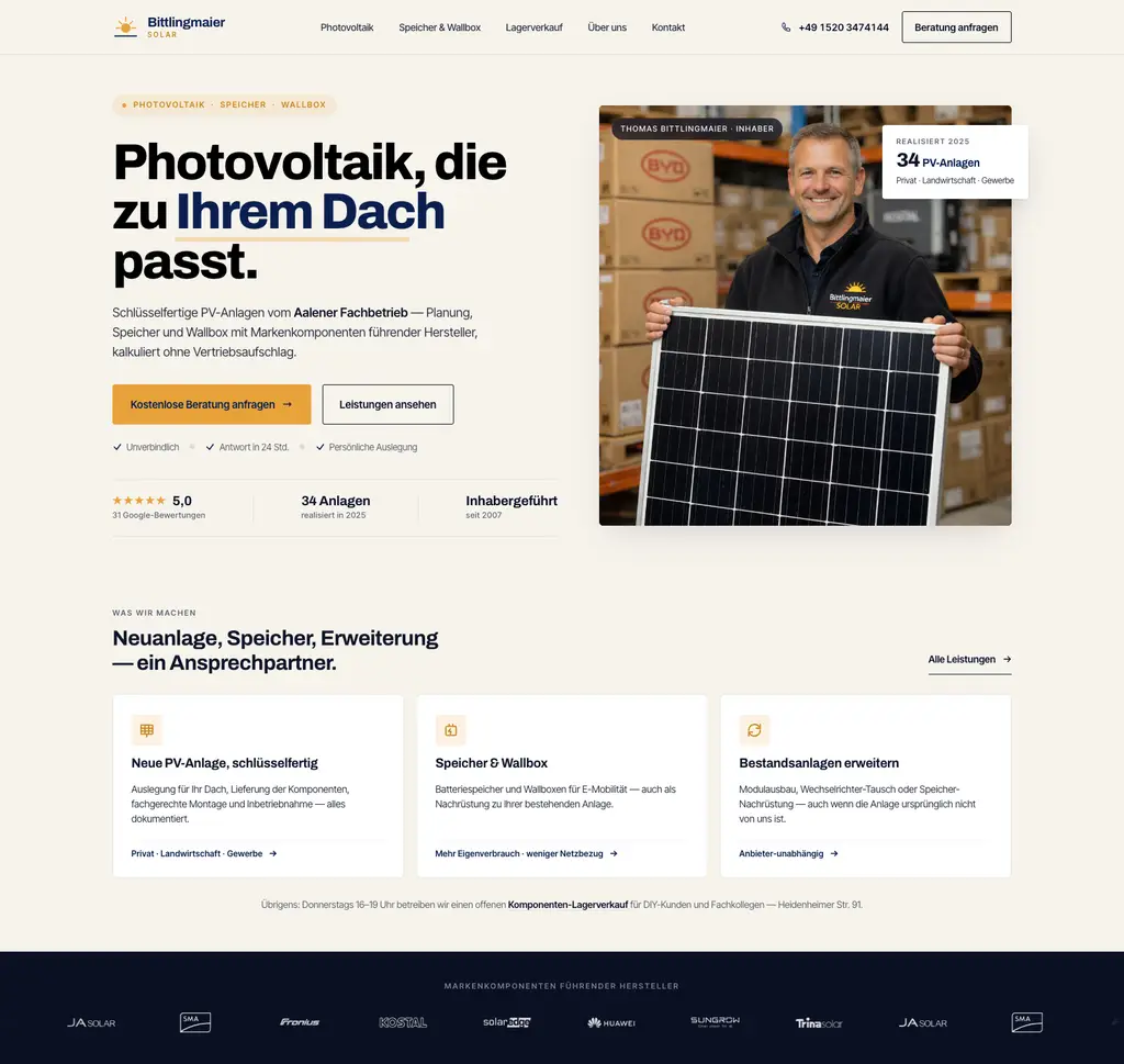 Entwurf von RIZ Studio für Bittlingmaier Solar
